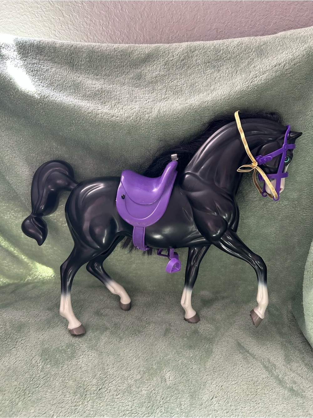 Rare 1997 Vintage Disney Mulan Horse Real Riding Khan Mattel Black Barbie Pony